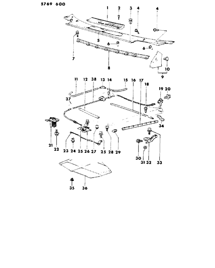 1986 Dodge Colt  STOP/BUMP-Hood Diagram for MB270607
