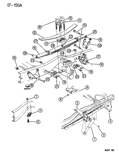 1995 Dodge Ram 1500  Plate-Rear Spring Clip Diagram for 52038458