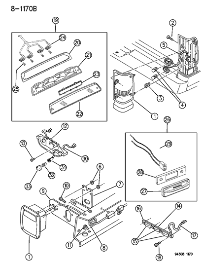 1995 Dodge Ram 2500  Lamp-Stp, TRN, Back Up, S/MRK Diagram for 55055264