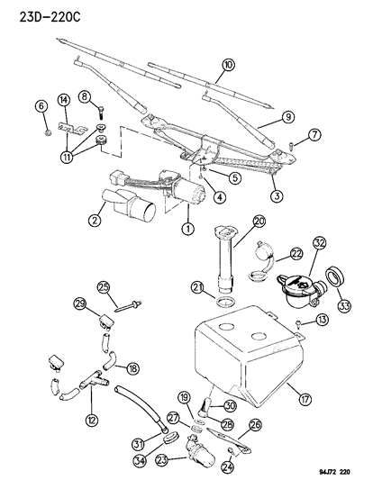 1996 Jeep Cherokee  Blade-WIPER Diagram for WB000018AE