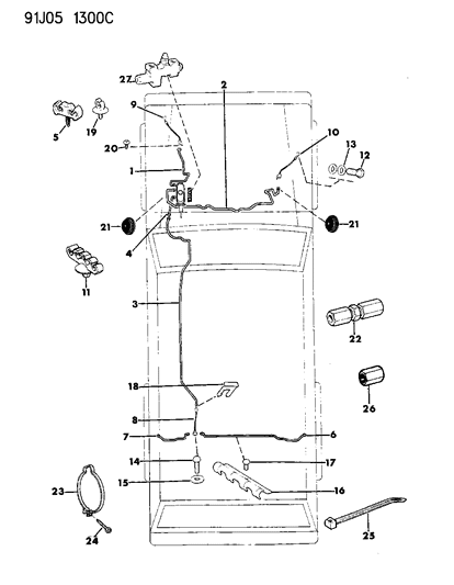 1991 Jeep Cherokee  *Gasket-BRAKEHOSETOCALIPER Diagram for J3237672