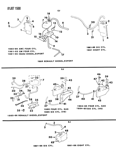 1984 Jeep Cherokee  Clamp-Hose Diagram for J3203077