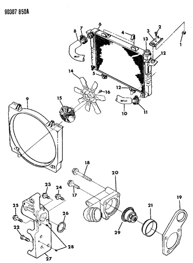 1993 Dodge D250  THRMOSTAT-Engine COOLANT Diagram for 83506401