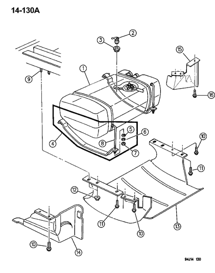 1994 Jeep Grand Cherokee  GROMMET-Rollover Valve Diagram for 52018823