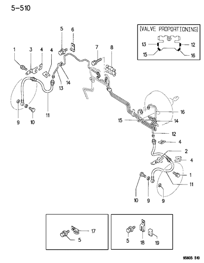 1996 Chrysler Sebring  RETAINER-Brake Line Diagram for MB668684