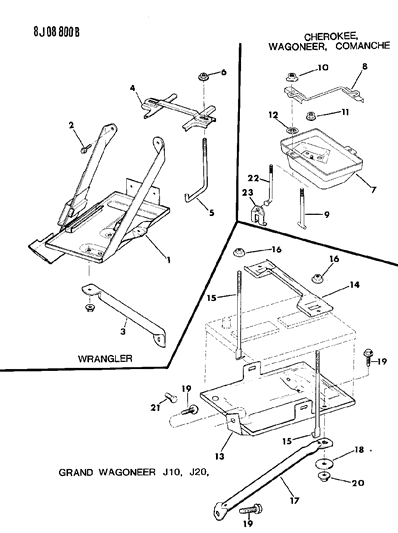 1987 Jeep J20 Bracket-Battery Hold Down Diagram for 55014361