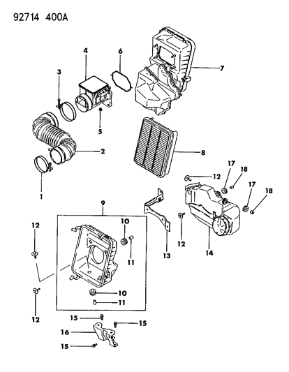 1992 Dodge Colt  RETAINER-Air Cleaner Diagram for MF661136