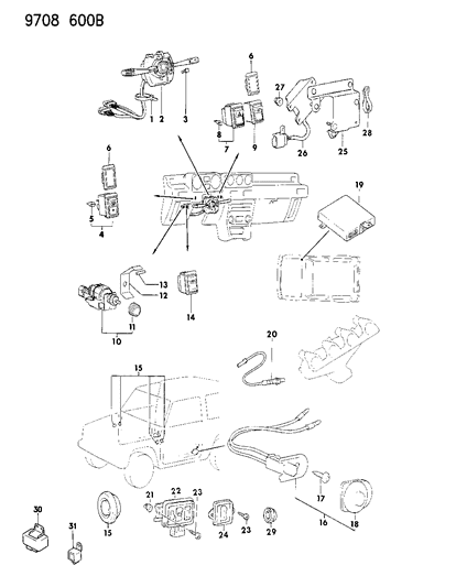 1989 Dodge Raider  Grommet Diagram for MS480003