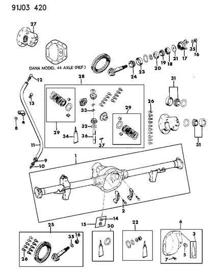 1992 Jeep Wrangler  Cup-Drive PINION Bearing Diagram for J0052879