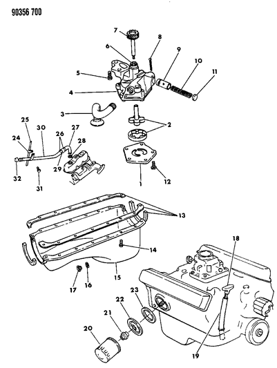 1991 Dodge Dakota Pump-Engine Oil Diagram for 02806270