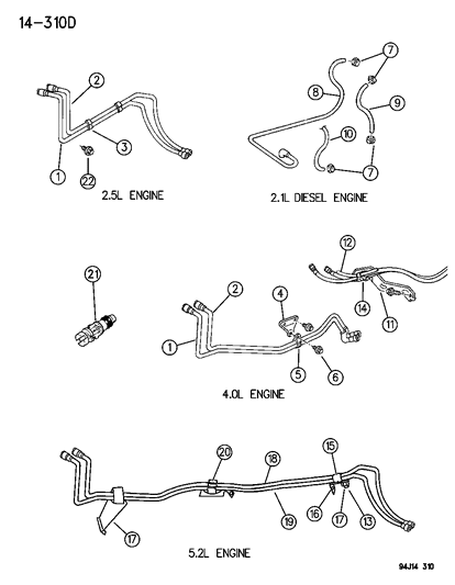 1995 Jeep Grand Cherokee  RETAINER-Fuel Line Diagram for 52127788