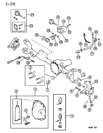 1994 Jeep Wrangler  Steering Knuckle, Gray Diagram for 52067577