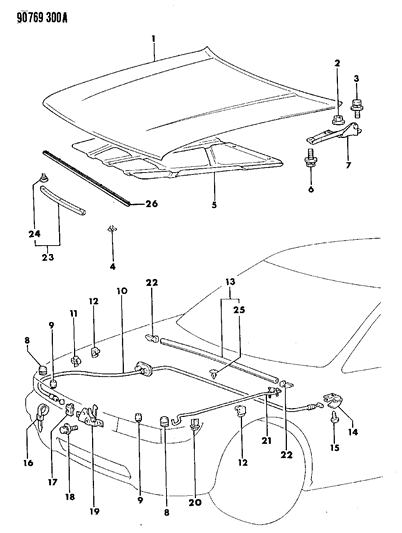 1990 Dodge Colt  RETAINER-Hood Diagram for MU481027