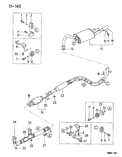 1995 Chrysler Sebring  Hanger-Exhaust Diagram for MB906128