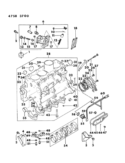 1984 Dodge Ram 50  BUSHING-Cylinder Block Diagram for MD020260