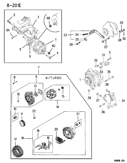 1996 Dodge Avenger  Bolt-ALTERNATOR Diagram for MD611558