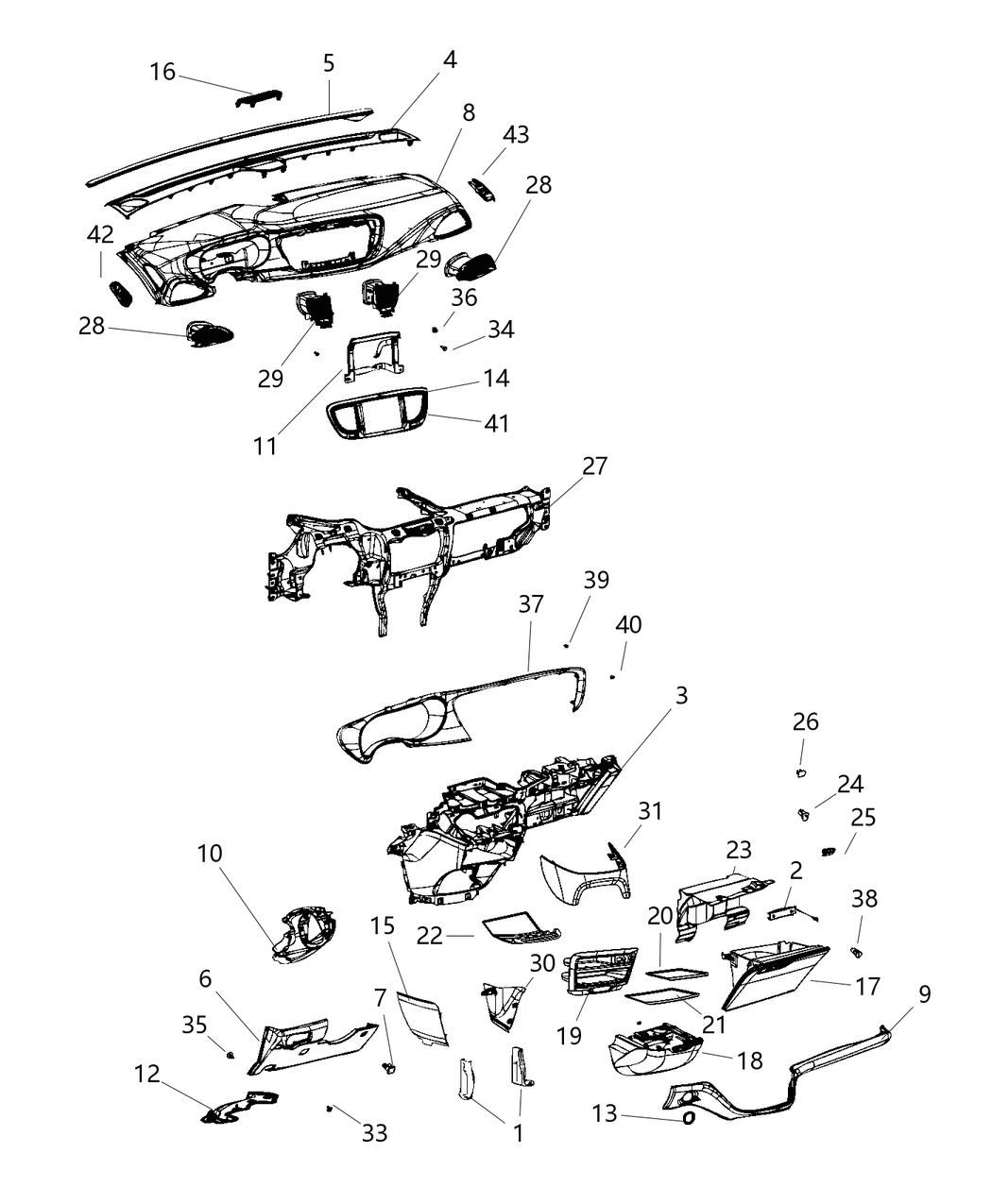 Mopar 68253314AA Panel-Instrument Panel Closeout