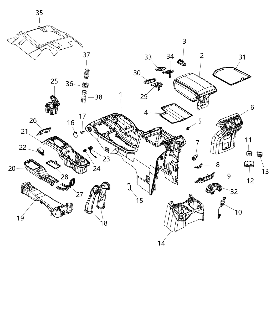 Mopar 68500325AA Bin-Floor Console