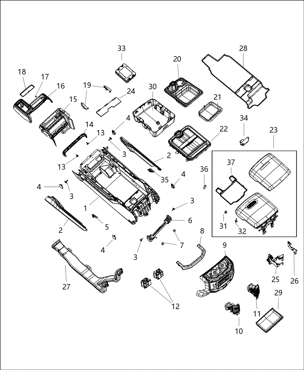 Mopar 68523359AA Bin-ARMREST Lid
