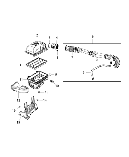 2018 Ram 1500  Bracket-Air Cleaner Diagram for 53032453AE