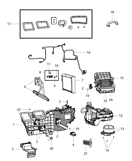 2018 Ram 1500  Air Conditioner And Heater Actuator Diagram for 68089742AA