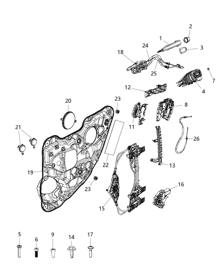 2021 Jeep Cherokee  Rear Door Window Regulator Motor Diagram for 68079284AB