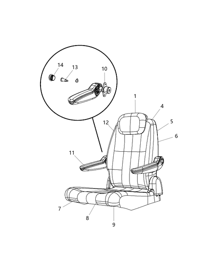 2011 Chrysler Town & Country  Seat Back-Seat Back Diagram for 68101323AA