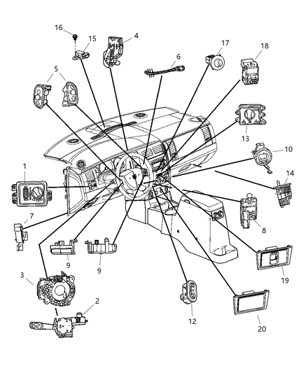 2005 Dodge Durango  Switch-Transfer Case Mode Diagram for 56049454AC