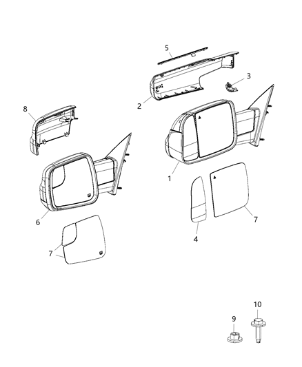 2020 Ram 1500  Outside Rearview Mirror Diagram for 5ZK42JWDAG