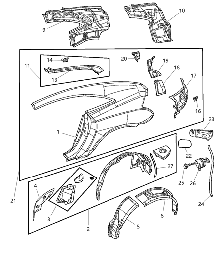 2007 Chrysler Crossfire  Panel-Body Side Aperture Diagram for 5166768AA