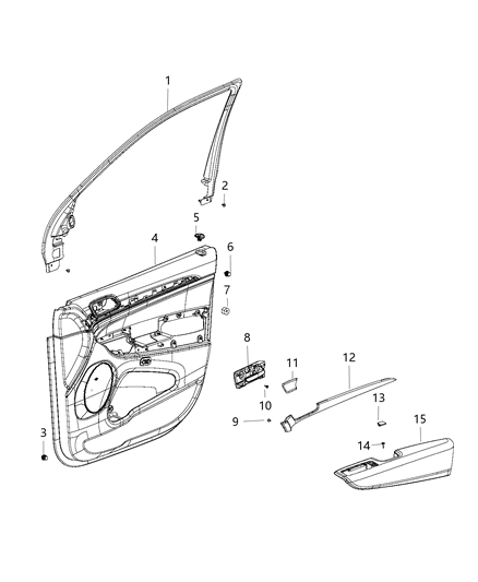 2017 Jeep Grand Cherokee  Front Door Trim Armrest Diagram for 6CW38DX9AA