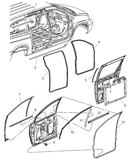 2007 Chrysler Town & Country  WEATHERSTRIP-Front Door Diagram for 4717728AC