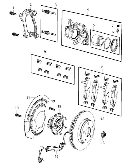 2017 Jeep Cherokee  Pad Kit-Front Disc Brake Diagram for 2AMV1170AC