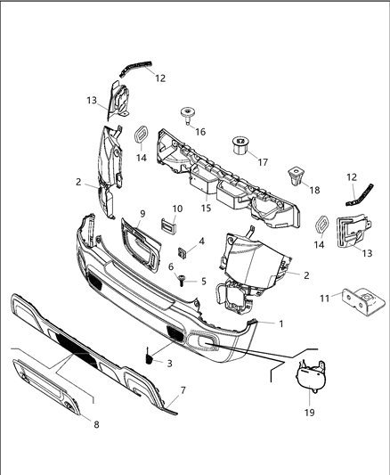 2019 Jeep Renegade Bracket-FASCIA Diagram for 68408347AA