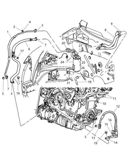 2007 Chrysler PT Cruiser  Line-A/C Liquid Diagram for 5058002AI