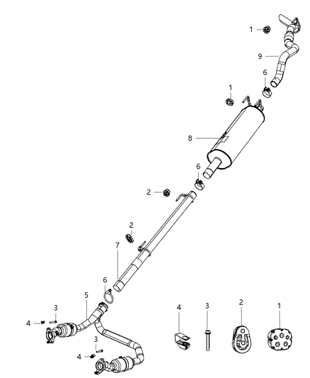 2013 Ram 1500  Exhaust Muffler Diagram for 55398265AG