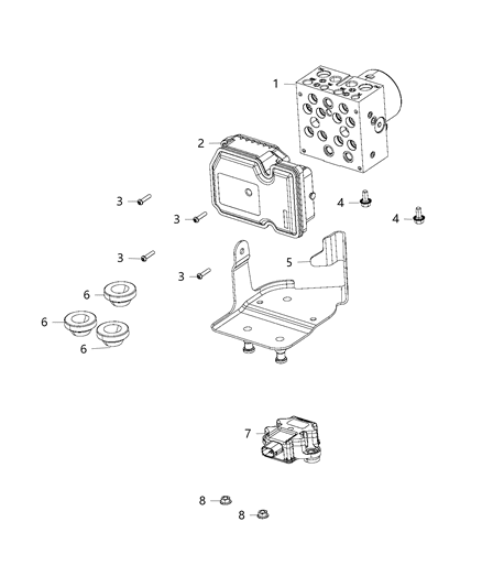 2020 Jeep Grand Cherokee  Anti-Lock Brake System Module Diagram for 68442478AA