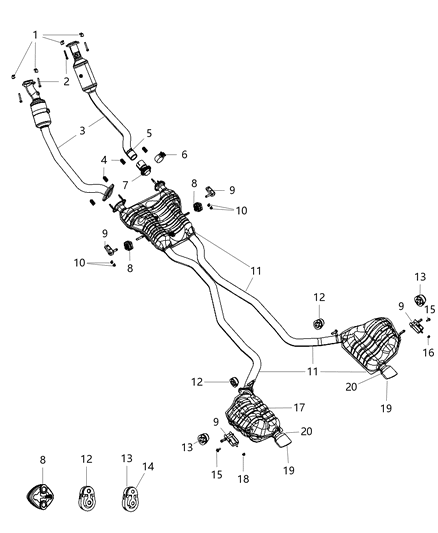 2014 Jeep Grand Cherokee  Exhaust Extension Pipe Diagram for 68072208AA