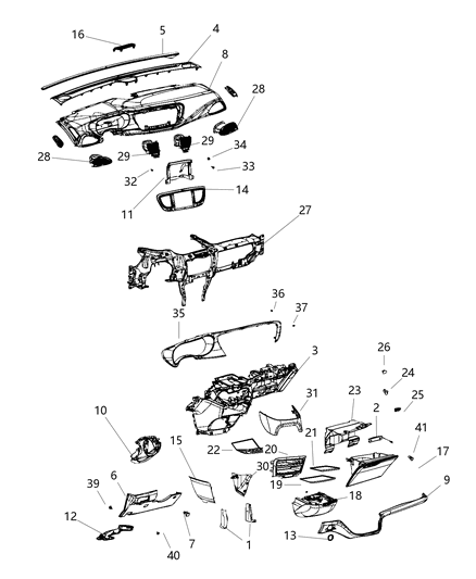2019 Chrysler Pacifica  Panel-Instrument Panel Closeout Diagram for 68253315AB