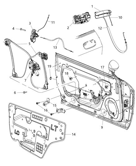 2017 Dodge Challenger  Handle-Front Door Exterior Diagram for 1MZ85JRYAJ