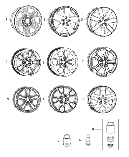 2018 Jeep Wrangler  Steel Wheel Diagram for 1AH73RXFAD