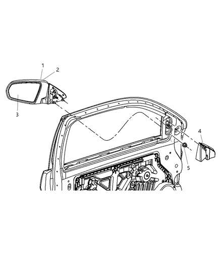 2012 Dodge Avenger  Outside Rear View Mirror Diagram for 1CK921W7AC