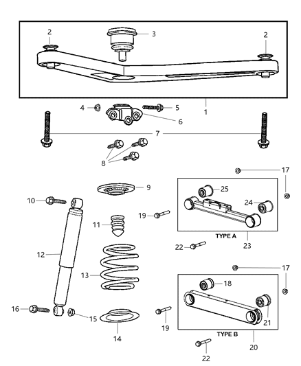 2005 Jeep Liberty  Suspension Control Arm Diagram for 52088682AB