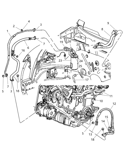 2005 Chrysler PT Cruiser  Line-A/C Liquid Diagram for 5058002AF