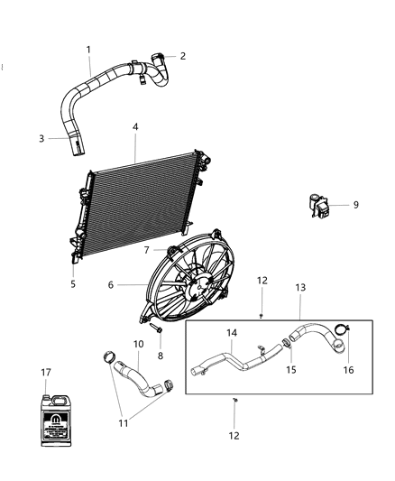 2017 Dodge Journey  Engine Cooling Radiator Diagram for 68038238AA