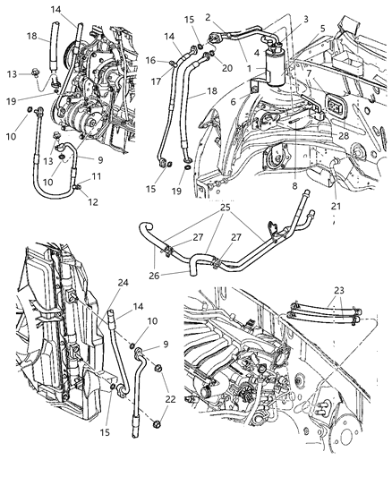 2005 Chrysler PT Cruiser  CONDENSER-Air Conditioning Diagram for 5093598AA