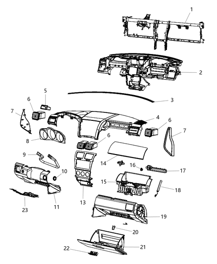 2010 Dodge Avenger Reinforce-Instrument Panel Diagram for 5291682AE