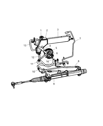 2007 Jeep Commander  Hose-Power Steering Pressure Diagram for 52124114AA