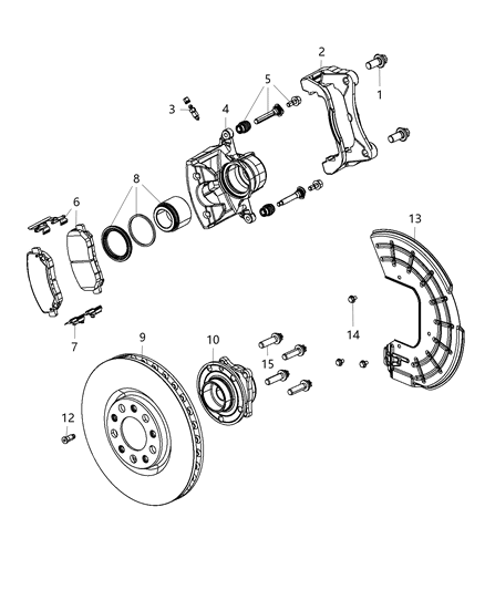 2012 Dodge Dart  Spring Ki-Disc Brake Pad Diagram for 68160698AA