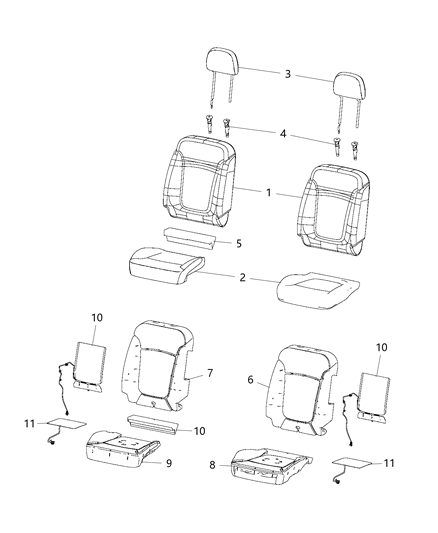 2020 Jeep Renegade  Seat Back-Seat Back Diagram for 68418831AA